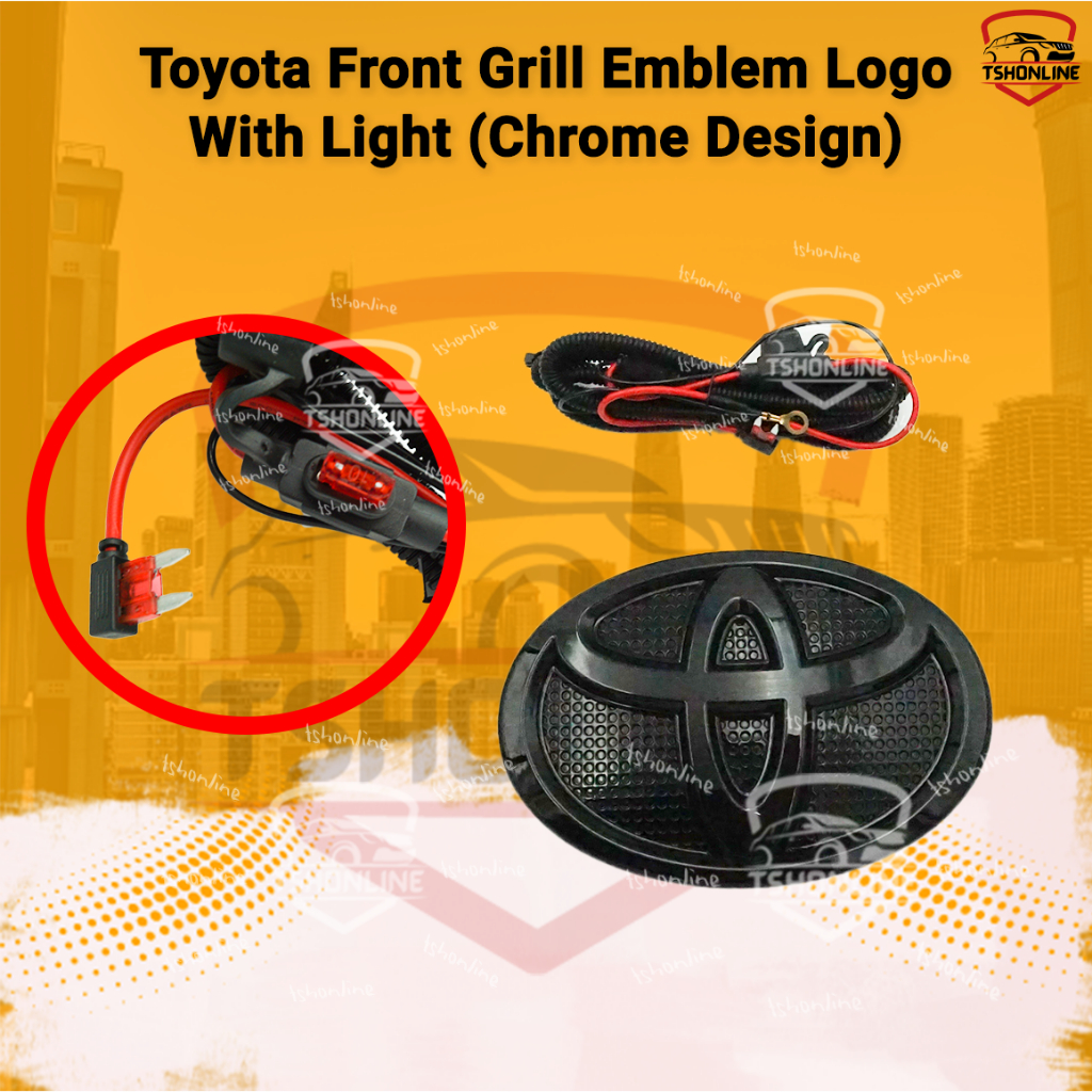 กระจังหน้า Toyota Led Logo Emblem 5D Toyota EL Light Toyota Grill Logo มีไฟ (สีดํา)