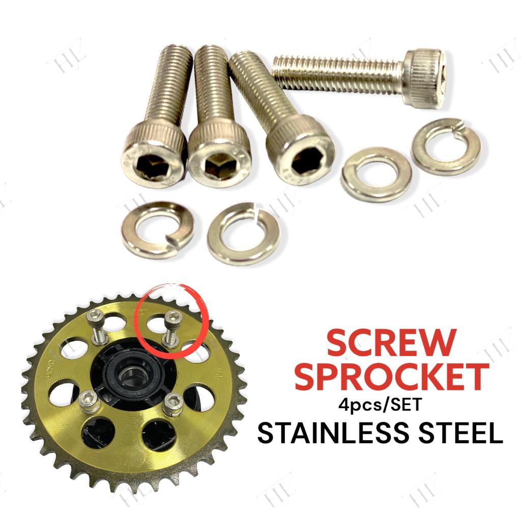 สกรูเฟืองสแตนเลส (ชุด/4 ชิ้น) Chrome Skru Sprocket สําหรับ Lc5s Lc4s 555c 55d y15 y16
