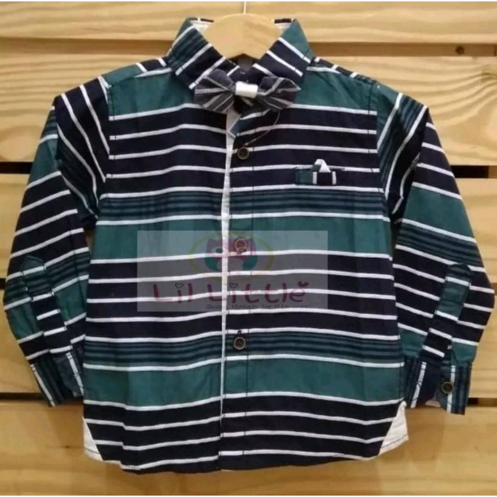 LITTLE CUTIE BT599 BOY LONG SLEEVE SHIRT FREE BOWTIE