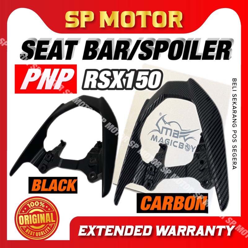 RSX150 / RSX 150 MAGIC BOY SEAT BAR & REAR SPOILER ( สีดํา / คาร์บอน ) RSX150 RSX SEAT BAR BELAKANG 