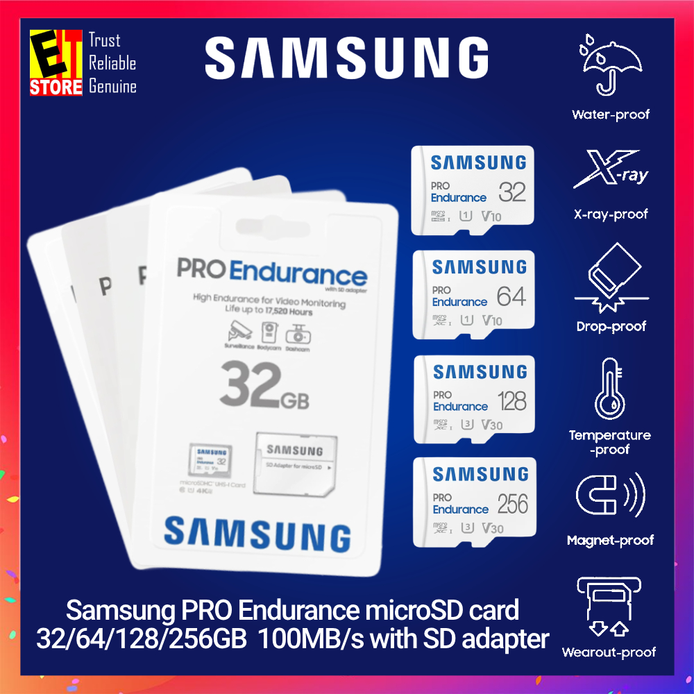 SAMSUNG PRO Endurance microSD 100MB/s (32/64/128/256GB) - (MB-MJ32GA/APC)(MB-MJ64KA/APC)(MB-MJ128KA/