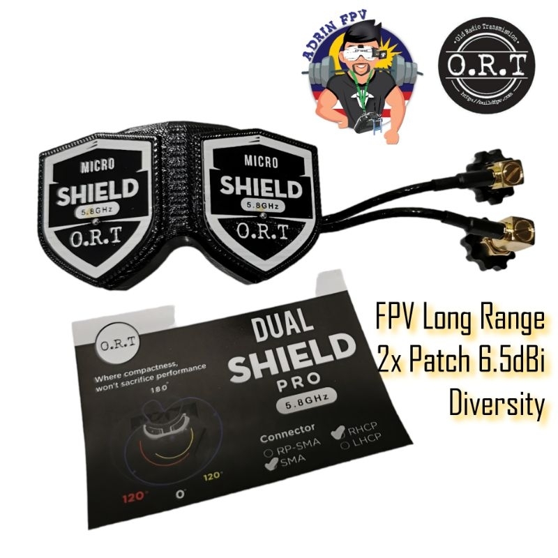 ORT Dual Shield Pro 5.8GHz เสาอากาศแพทช์คู่สําหรับ Fatshark Skyzone ใดๆโมดูล VRX