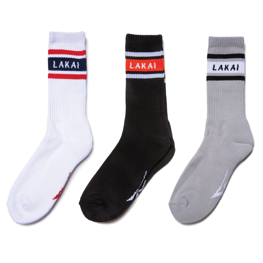 [CLEARANCE] Lakai Tube White OR Black OR Grey Crew Socks (5110323)