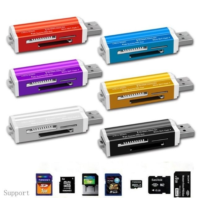 เครื่องอ่านการ์ดหน่วยความจํา Micro SD TF T-Flash เครื่องอ่านการ์ด USB2.0 SD/SDHC MMC/RS MMC TF/Micro