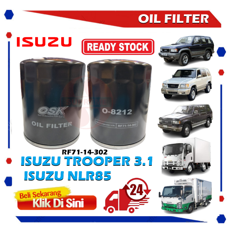 S2U กรองน้ํามันเครื่อง Isuzu Trooper 3.1 NLR85 O-8212 RF71-14-302 1K02-23-802 RFYO-14-302 Penapis Mi