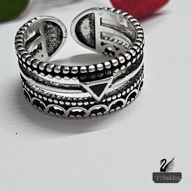 S925 คุณภาพสูงแหวนสไตล์ย้อนยุค/ S925 CINCIN PERAK/S925 แหวนตกแต่งทองแดง