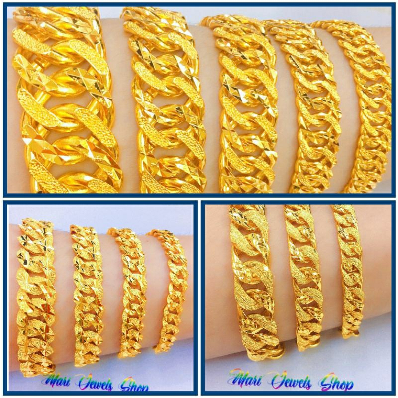 ADA COP 916 (BCE42) BANGKOK GOLD BRACELET/CHAIN WIDE CENTIPED SAND DIAMOND CUT ADULT WOMEN 24K GOLD 