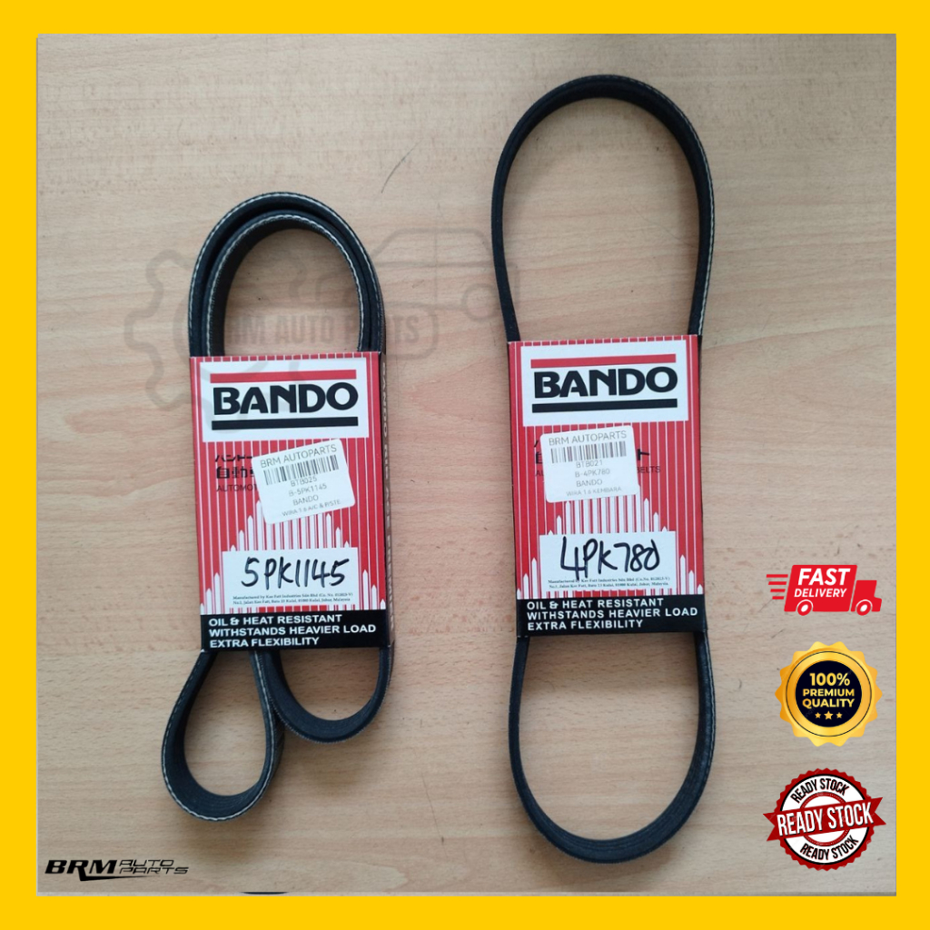 BANDO Belting PROTON 1.6 1.8 WIRA SATRIA 5PK 1145 4PK 780 serpentine, AIRCOND, ALTERNATOR