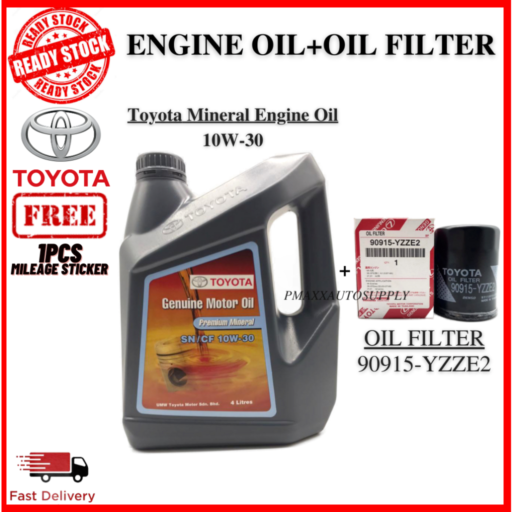 TOYOTA ENGINE OIL PREMIUM MINERAL 10W30 4L Toyota 10W30 Toyota Premium Mineral น้ํามันเครื่องโตโยต้า