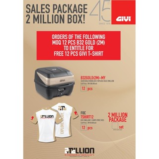 B32gold(2ม.)-my GIVI BOX 32LTR BOLD MONOLOCK TOPCASE 2 MILLION BUY 1 FREE เสื้อยืด