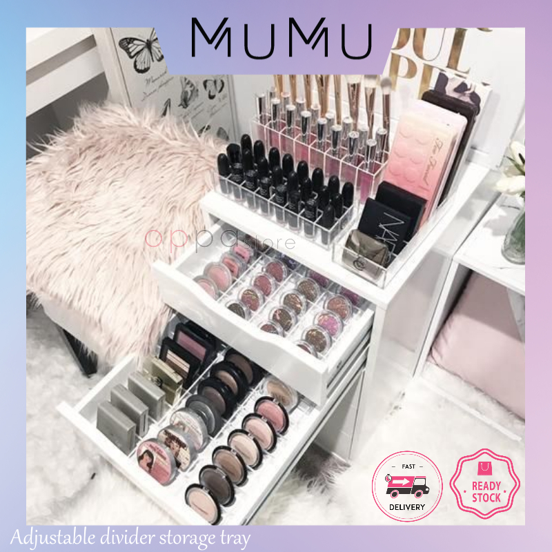 Mumu สไตล์อะคริลิคแต่งหน้า Vanity Organizer เหมาะกับ IKEA Alex Drawer Divider Holder