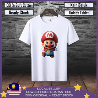 เสื้อยืด ผ้าฝ้าย 100% พิมพ์ลาย Mario Baby Smile Baju Viral Lelaki สําหรับผู้ชาย