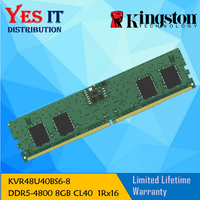 Kingston 8GB/16GB/32GB 4800MHz DDR5 Non-ECC CL40 DIMM DESKTOP RAM (KVR48U40BS6-8/16/32 - KVR52U42BS8