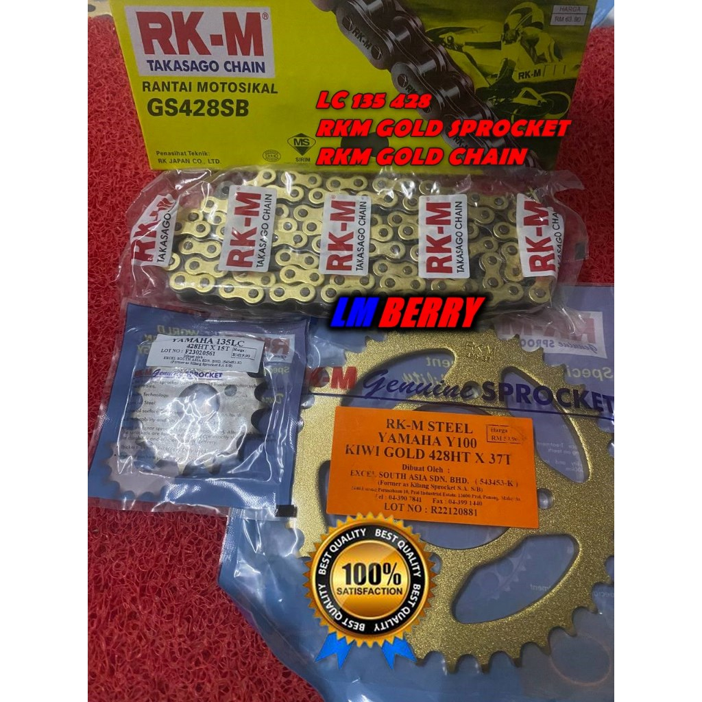 RKM SpROCKET LC135 Y15ZR RANTAI GOLD SPROCKET GOLD RKM RANTAI ORING RK KLO CHAIN 428 SPOKET LC135 SP