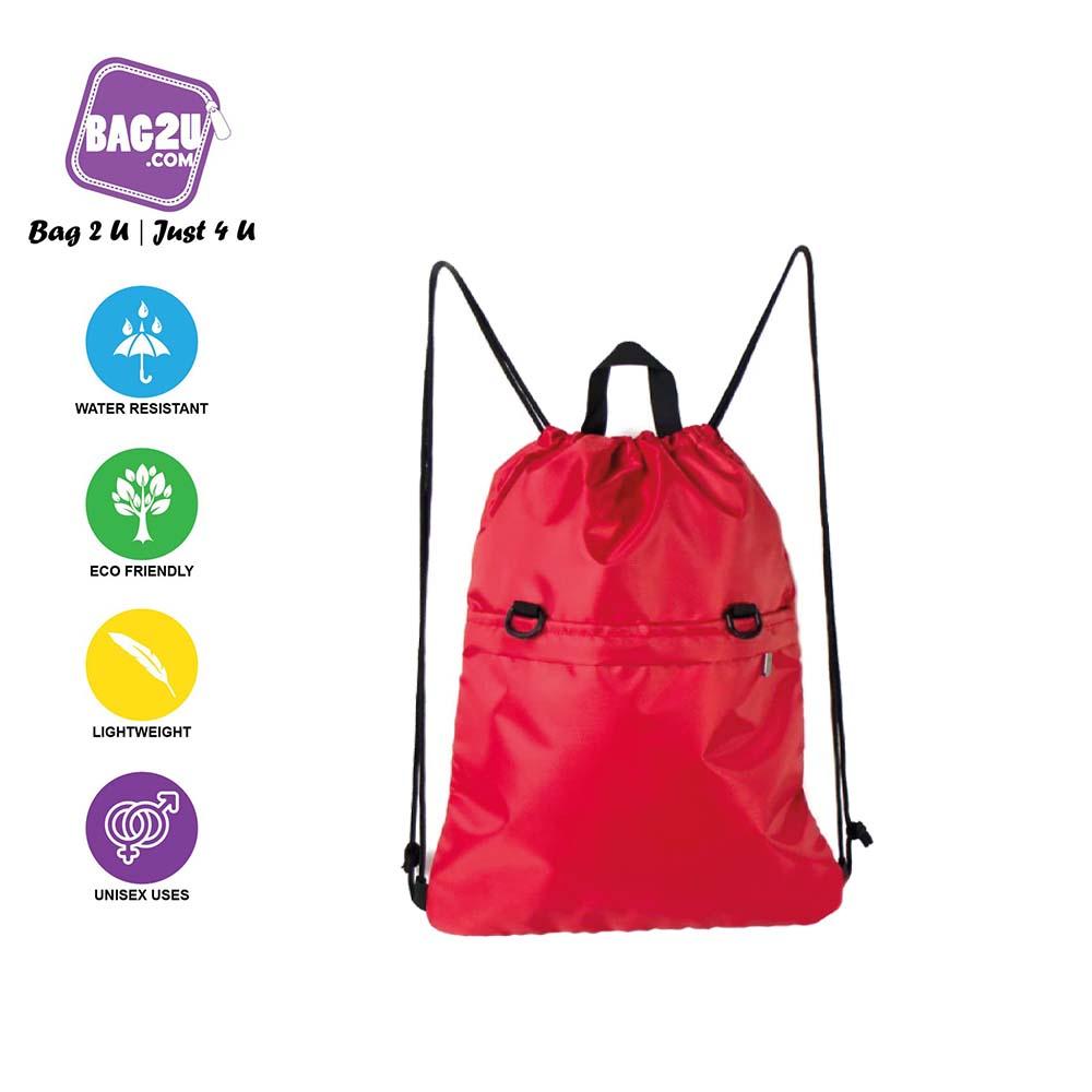 Bag2u Drawstring Sports PVC Nylon Bag Lightweight Easycarry Sports Bag Big Capacity Shoe Shirts Bag