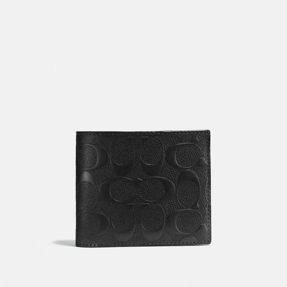 รับประกันคืนเงิน Coach Black Compact Id Men Wallet F75371