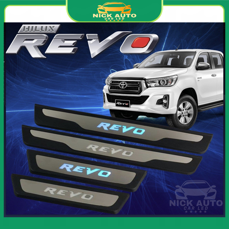 4pcs Toyota Hilux Revo 2015 แผ่นเหล็กด้านข้าง/บันไดประตูพร้อม Led Blue