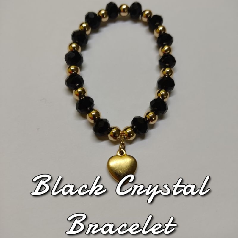 สร้อยข้อมือคริสตัลสีดําสีดํา Gelang Tangan