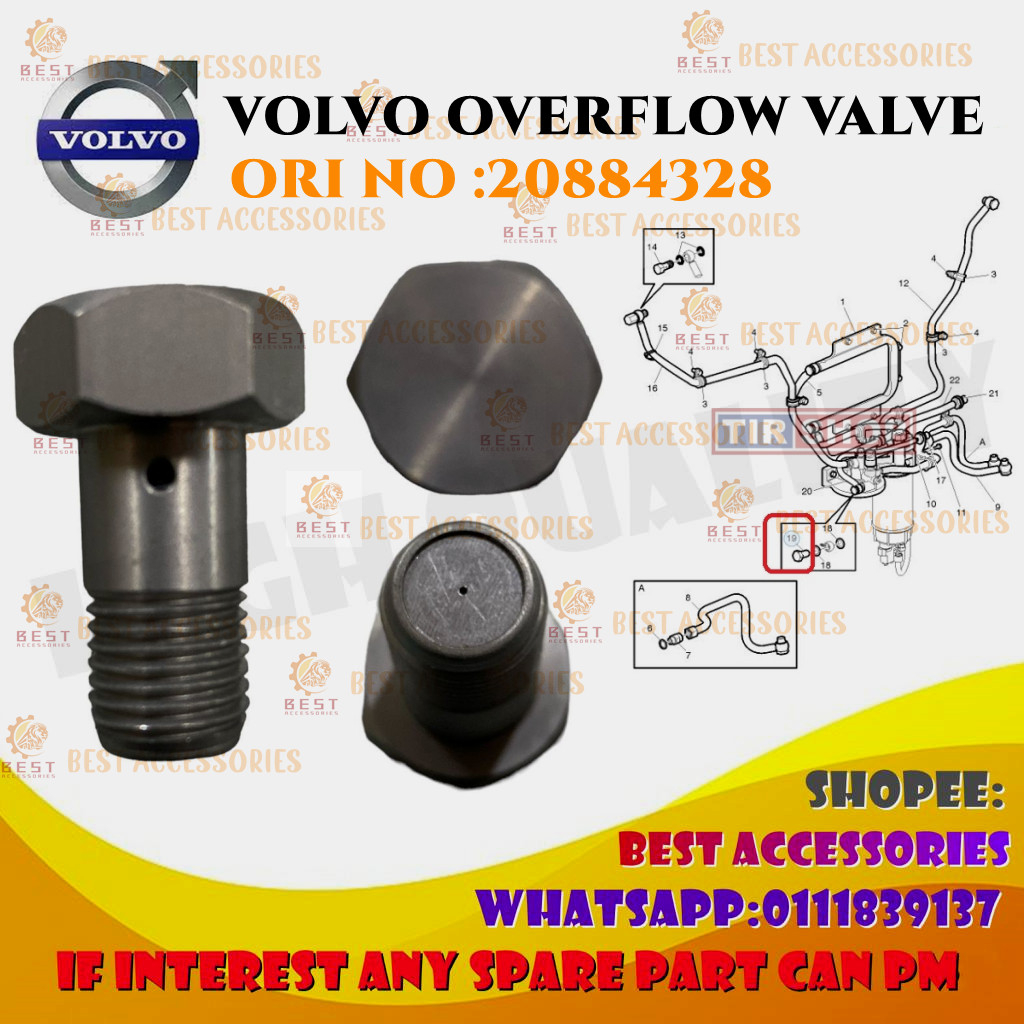 VOLVO OVERFLOW VALVE NO : 20884328 คุณภาพสูง