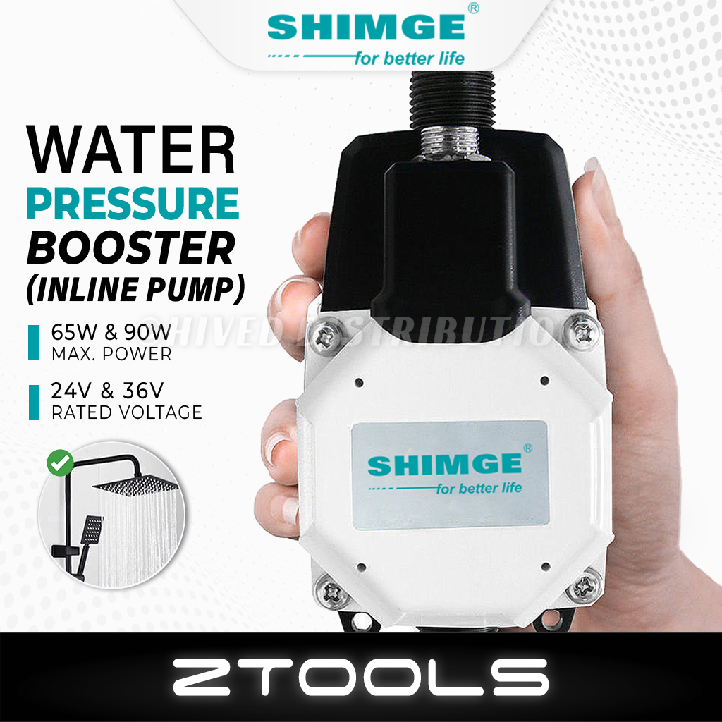 (เงียบสุด) SHIMGE TG-P Mini Inline Booster Pump 24V & 36V ปั๊มแรงดันน้ําอัตโนมัติ Pam Air Rumah