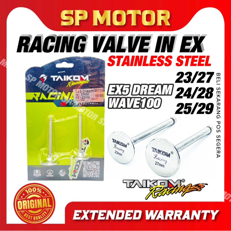Honda EX5 DREAM / WAVE100 RACING VALVE SET 23/27 24/28 25/29 TAIKOM RACING STAINLESS STEEL DREAM RACING VALVE SET