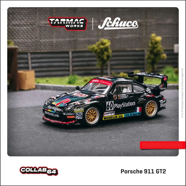 TARMAC WORKS X SCHUCO 1:6/4 PORSCHE 911 GT2 24H LE MANS 1998 #60