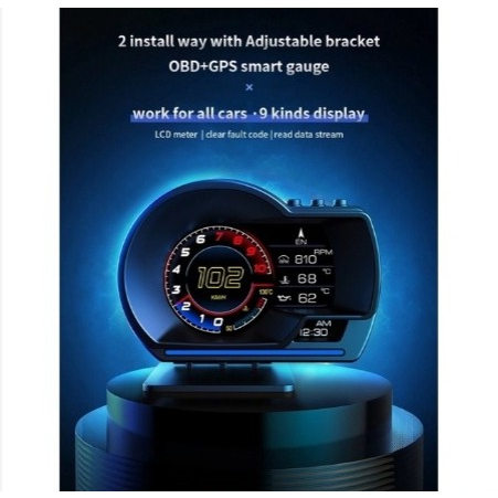 OBD GAUGE METER OBD2 METER P6 + GPS อุณหภูมิน้ํา HONDA , PERODUA , TOYOTA , NISSAN , MITUBISHI , FOR
