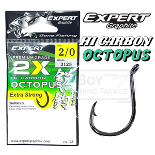 Expert GRAPHITE OCTOPUS HOOK 2X STRONG HI CARBON 3125 ตะขอเบ็ดตกปลา