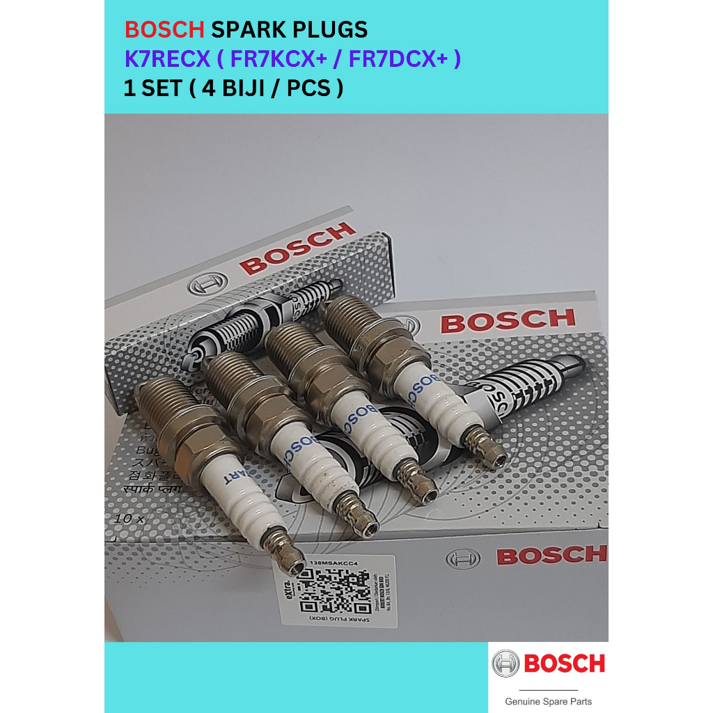 BOSCH หัวเทียน K7RECX FR7DCX BKR6E-11 K16R-U11 K20R-U11 Proton Waja 1.6, 1.8 / Inspira / Wira 1.6 / 