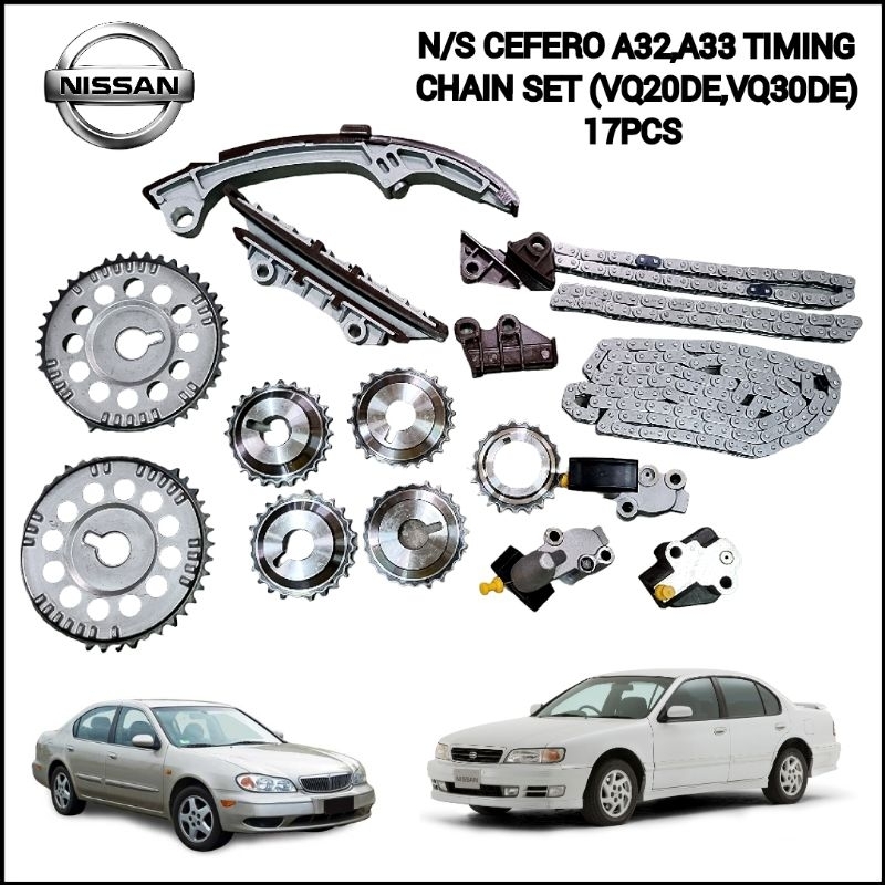 NISSAN CEFERO A32,A33 ชุดโซ่หมุน (VQ20DE,VQ30DE) 17 ชิ้น