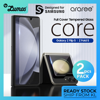 Araree กระจกนิรภัย กันรอยขีดข่วน สําหรับ Samsung Galaxy Z Fold 4/5 OR Galaxy Z Flip 5 Core 2 ชิ้น