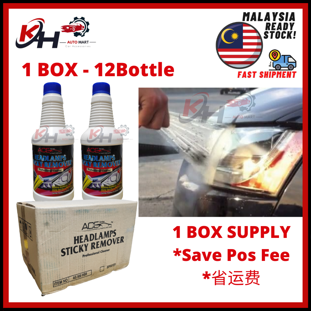 1 กล่อง 12 ขวด (500 มล.) ACE SERIES ไฟหน้าสติกเกอร์ Remover Tinted ฟิล์ม Sticky ได้อย่างมีประสิทธิภา