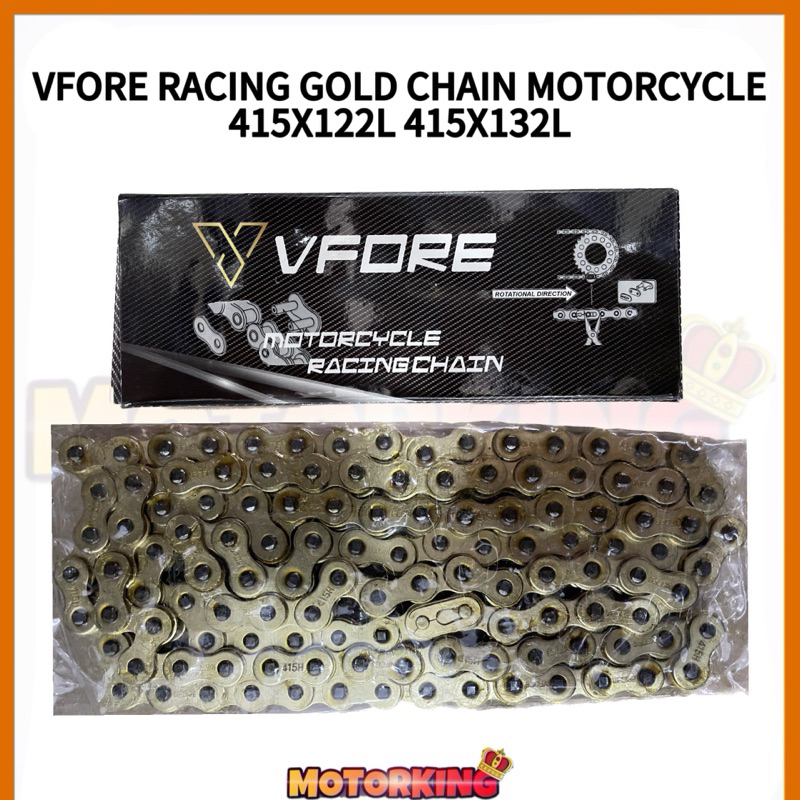 VFORE RACING GOLD CHAIN MOTORCYCLE 415X122L 415X132L HEAVY DUTY RANTAI MOTRSIKAL YAMAHA HONDA SUZUKI