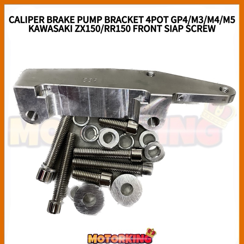 ปั๊มเบรกด้านหน้า BRACKET KAWASAKI ZX150 RR150 4POT GP4 M3 M4 M5 FULL SET SIAP SCREW