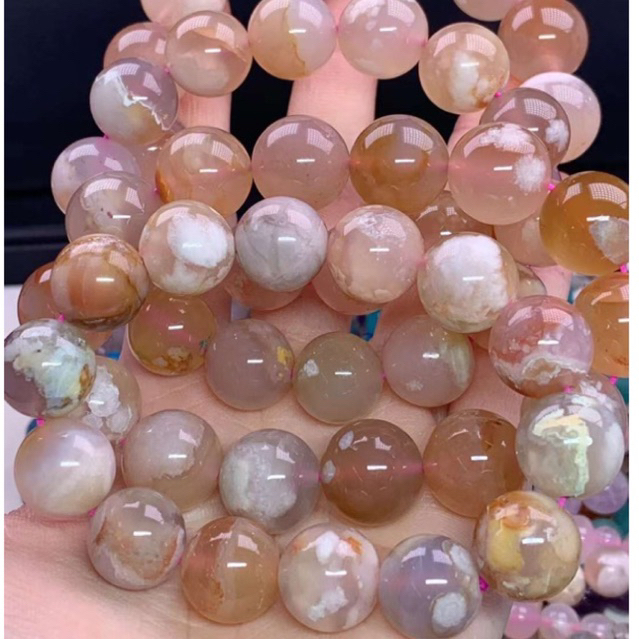 天然花 单圈手链 สร้อยข้อมืออาเกตซากุระธรรมชาติ