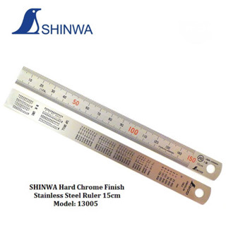 Shinwa ไม้บรรทัดสเตนเลส โครเมี่ยมแข็ง JIS เกรด 1 ญี่ปุ่น Shinwa 13005 150 มม. 15 ซม. 15 ซม.