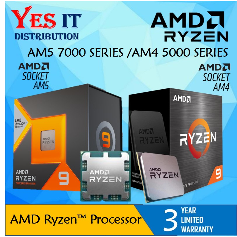 หน่วยประมวลผล AMD RyzenTM AM5 AM4 5500 5500GT 5600 5600GT 5600X 5700G 5700X 5800X 5700X 5800X 5900X 