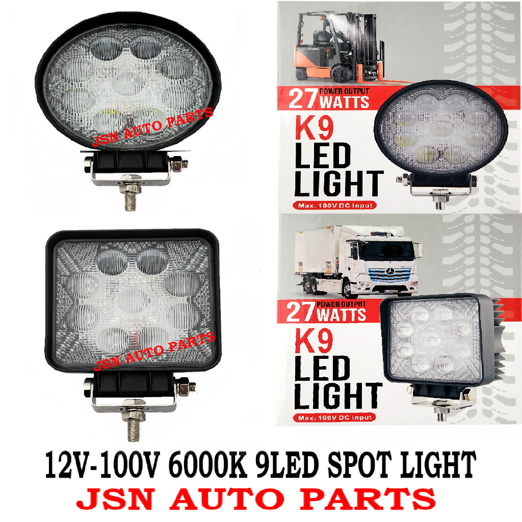 J01S13 12 V-24 V-48 V-100 V 9LED สีขาว 27W 6000K ยี่ห้อ K9 SPOT LIGHT WORKING LAMP สําหรับ FORKLIFT 