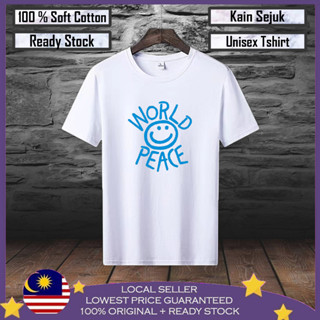 เสื้อยืด ผ้าฝ้าย 100% พิมพ์ลาย World Peace Baju Lelaki สําหรับผู้ชาย