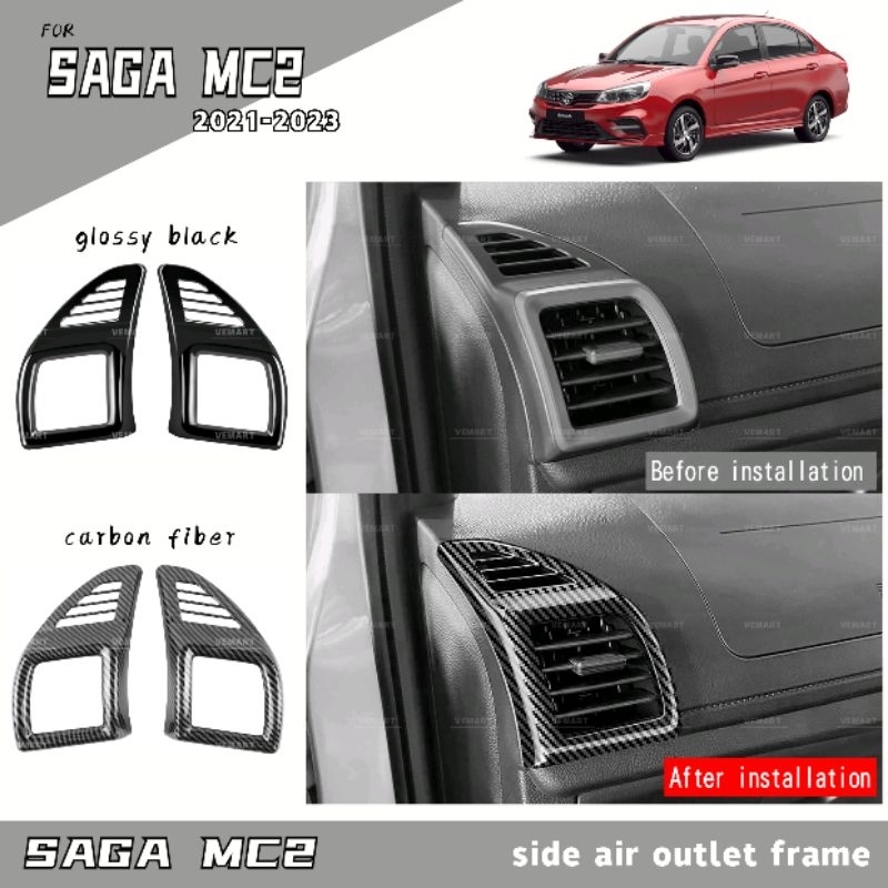 Vemart proton saga mc2 2021-2025 คาร์บอนไฟเบอร์ด้านข้าง air outlet กรอบฝาครอบ garnish