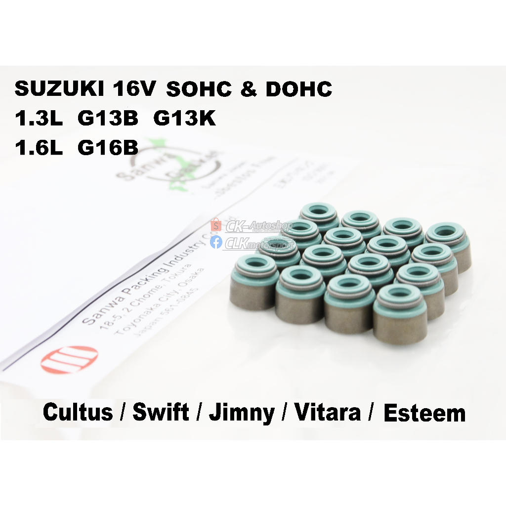 Sanwa Japan Viton ซีลวาล์ว - Suzuki 1.3L G13B G13K 1.6L G16B 16V SOHC & DOHC Swift Escudo Cultus Gra