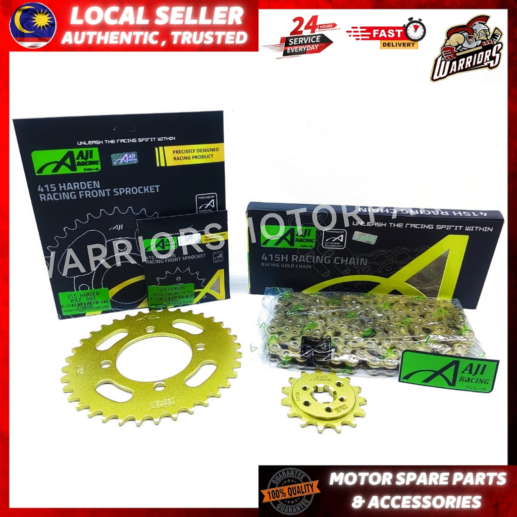 YAMAHA LC135 V1-V7/RXZ/Y125Z/SRL110/Y110/Y100 [AJI RACING] 415H CHAIN SPROCKET SET GOLD SPROCKET BEL