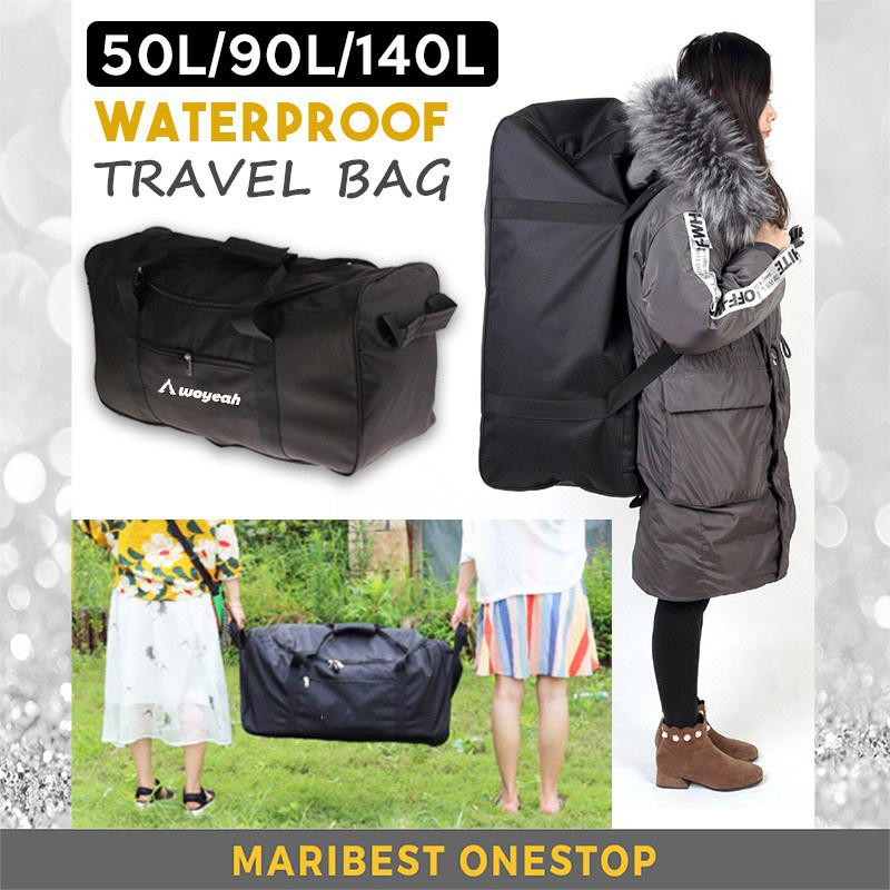 50L / 90L / 140L กระเป๋าเดินทางกระเป๋าเป้สะพายหลังกระเป๋าแพ็คจัดเก็บขนาดใหญ่กันน้ํากันน้ําแพ็ค