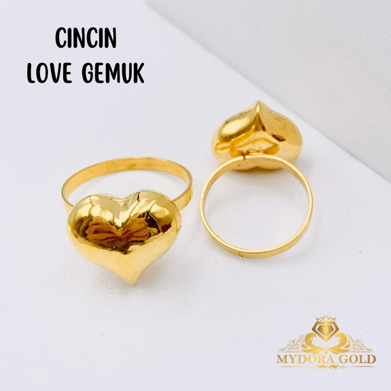 Mydoragold Cincin Emas Fesyen Series Cincin Love Gemuk Emas 916 [ 916 Gold ] แหวนทองเครื ่ องประดับแหวนแฟชั ่ น