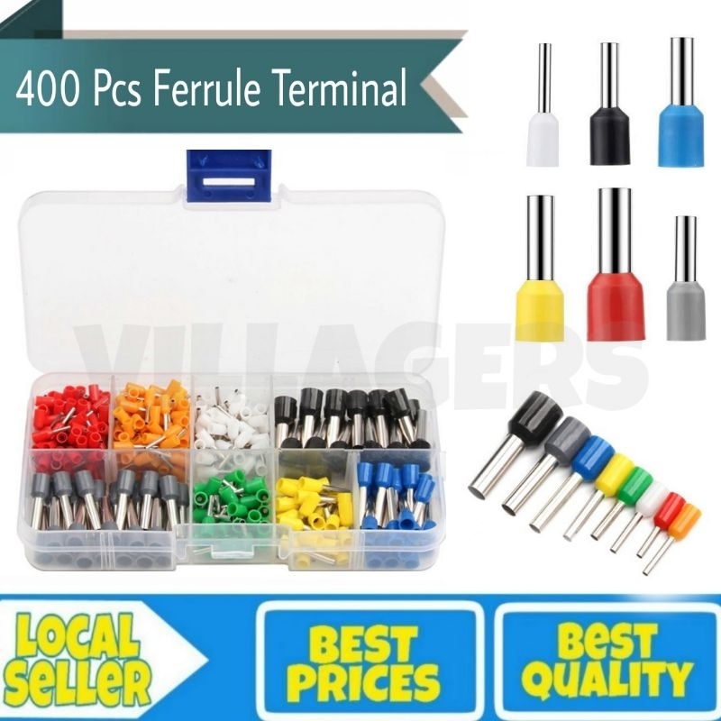 400 ชิ้นไฟฟ้า Ferrule Terminal ลวดเชื่อมต่อ Crimp Connector ฉนวนกล่อง E7508 E7008 E0506 E0508
