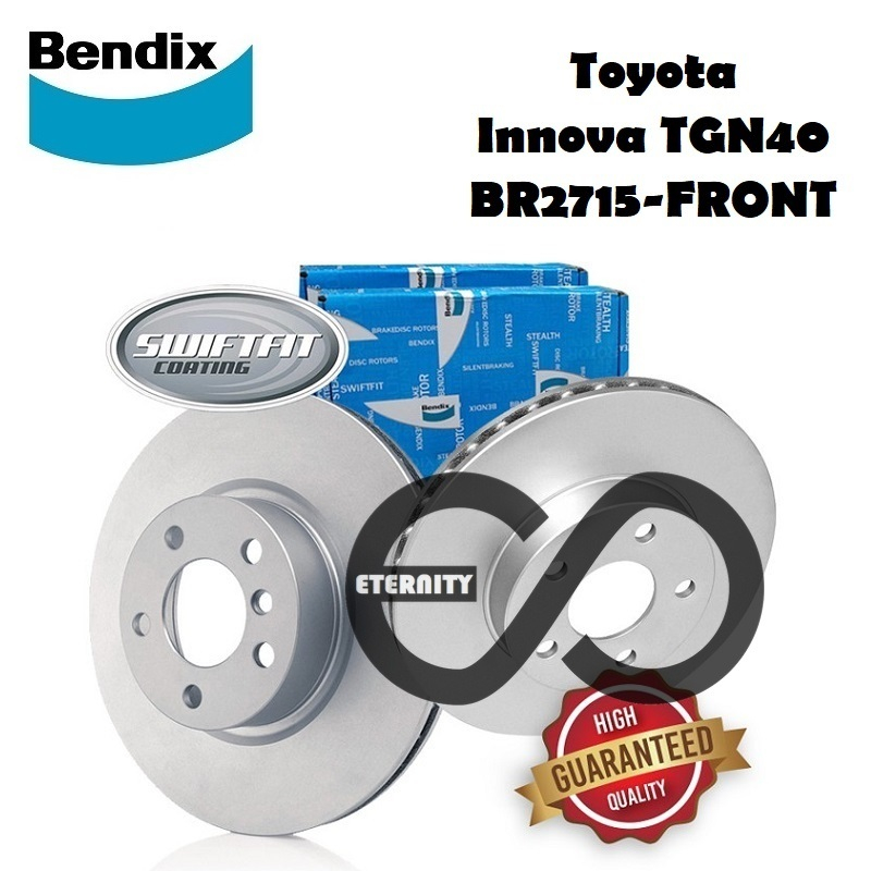 1 PAIR Bendix Swiftfit ดิสก์เบรกโรเตอร์ด้านหน้า BR2715 สําหรับ Toyota Innova TGN40 2003-2011 257 มม.
