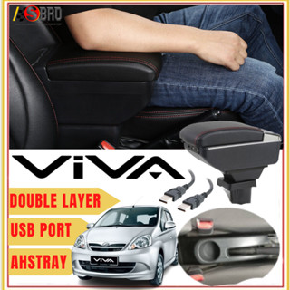 Perodua Viva ที่เท้าแขนสองชั้น ปรับได้ พร้อมพอร์ตชาร์จ USB 7 พอร์ต สําหรับรถยนต์