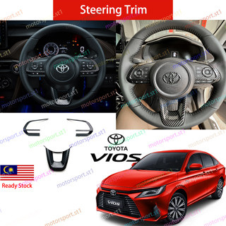 แผงคาร์บอนไฟเบอร์ สีดํา สําหรับตกแต่งพวงมาลัยรถยนต์ Toyota Vios 2023 2023