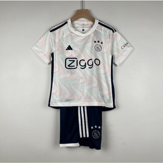 เสื้อกีฬาแขนสั้น ลายทีม Ajax Away 23 24 ชุดเยือน สําหรับเด็ก