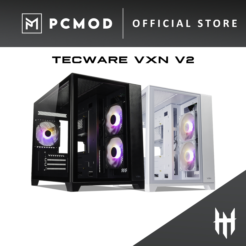 Tecware VXN V2 TG ARGB Compact Dual Chamber MATX Casing Black / White PCMOD